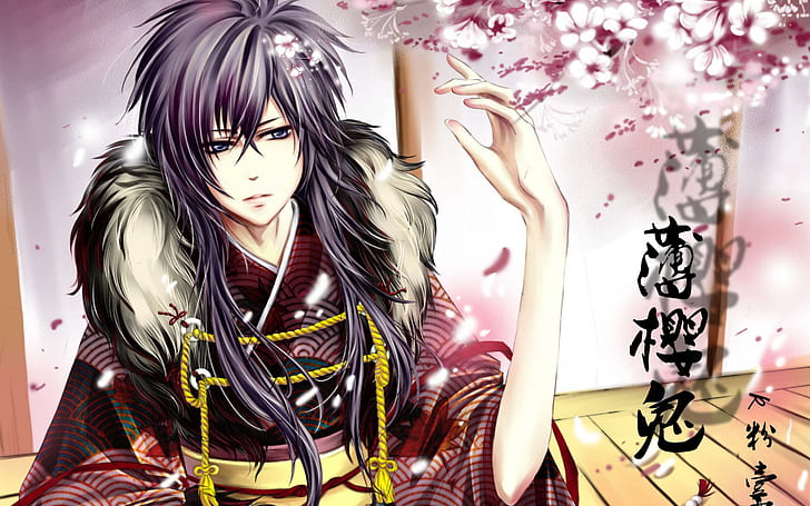 Hakuouki, karakter anime pria berambut ungu, anime, 2880x1800, hakuouki, Wallpaper HD