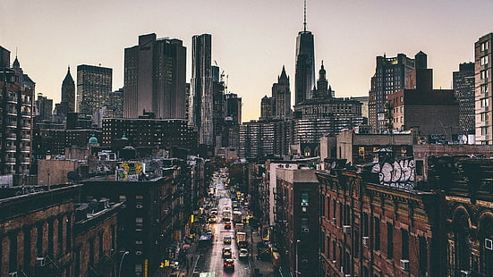 building, New York City, city, Manhattan, cityscape, street, HD wallpaper HD wallpaper
