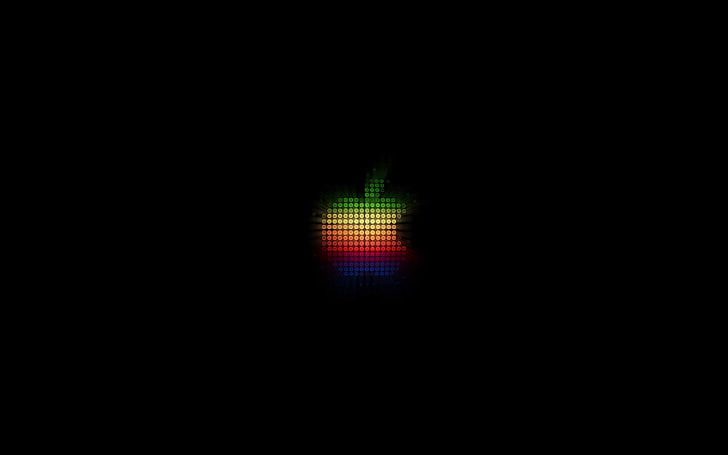 logo, pomme, arc en ciel, pixel, art, illustration, Fond d'écran HD