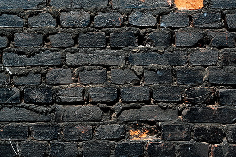 black wall brick, texture, HD wallpaper HD wallpaper