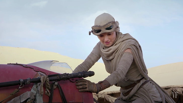 costume gris pour femme, Star Wars, Rey (de Star Wars), Daisy Ridley, Fond d'écran HD