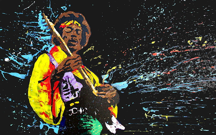 Jimi Hendrix, music, hendrix, jimi, singer, painting, jimi hendrix, guitarist, HD wallpaper