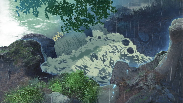 Ordens trädgård, anime, animering, Makoto Shinkai, vattenfall, HD tapet