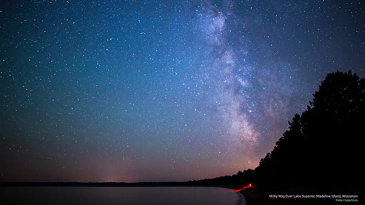 Vía Láctea sobre el Lago Superior, Madeline Island, Wisconsin, Naturaleza, Fondo de pantalla HD