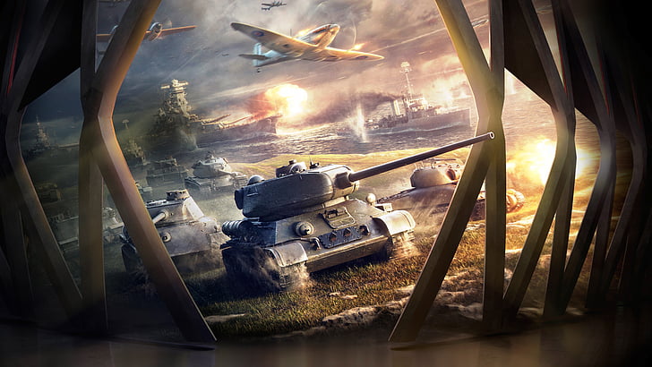 Battletank and assorted battle machines wallpaper, World of Tanks Blitz, iOS, Android, HD, 5K, HD wallpaper