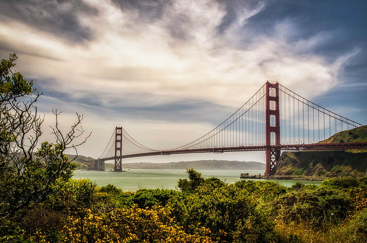 جسر البوابة الذهبية ، سان فرانسيسكو ، جسر البوابة الذهبية ، خليج هورسشو ، شمال كاليفورنيا ، البحر ، السفر ، المكان الشهير ، الجسر - هيكل مصنوع من قبل الإنسان ، الولايات المتحدة الأمريكية ، الجسر المعلق ، كاليفورنيا ، الهندسة المعمارية ، مقاطعة سان فرانسيسكو، خلفية HD