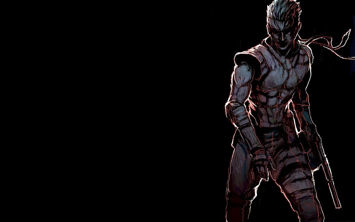 мужской игровой персонаж цифровые обои, фан-арт, видеоигры, Solid Snake, Metal Gear Solid, HD обои
