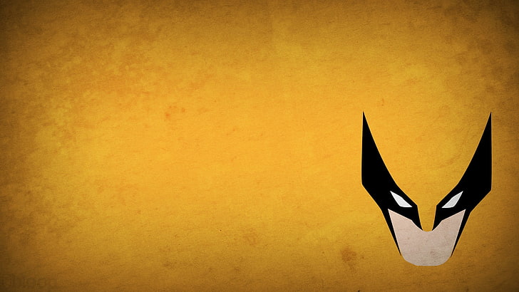 Ilustracja Wolverine, Marvel Comics, bohater, X-Men, Wolverine, minimalizm, Blo0p, żółte tło, superbohater, Marvel Heroes, Tapety HD