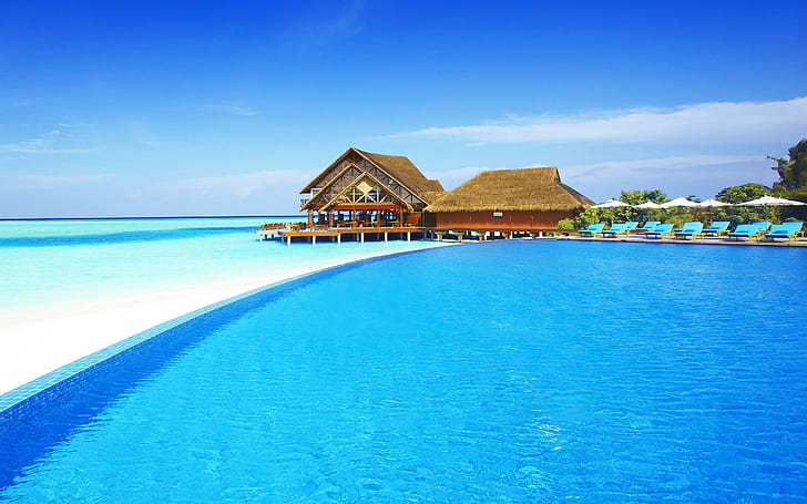 شاطئ جزر المالديف الجميل ، الشاطئ ، الطبيعة ، لطيفة ، جزر المالديف، خلفية HD