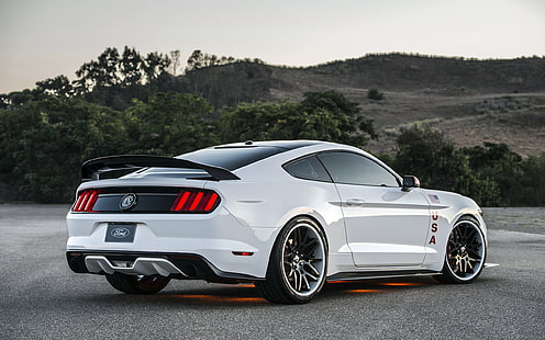 бяло купе през планината, Ford Mustang GT Apollo Edition, кола, мускулни коли, HD тапет HD wallpaper