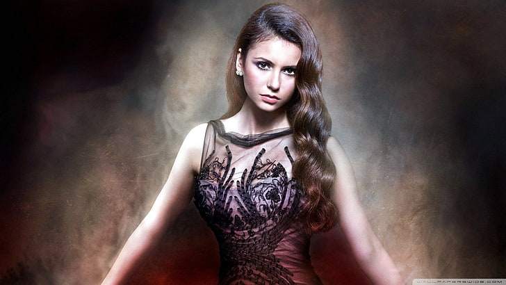 Nina Dobrev, wanita, aktris, berambut cokelat, The Vampire Diaries, Elena Gilbert, Wallpaper HD