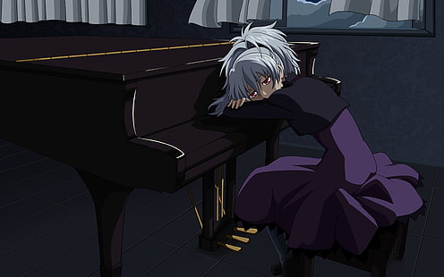 Dunkler als Schwarz, Anime, Anime Girls, Yin, Piano, HD-Hintergrundbild HD wallpaper