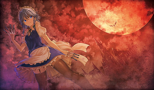 Anime, Touhou, Sakuya Izayoi, Wallpaper HD HD wallpaper