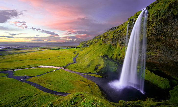 น้ำตกน้ำตก Seljalandsfoss ไอซ์แลนด์สวยงามภูมิทัศน์, วอลล์เปเปอร์ HD