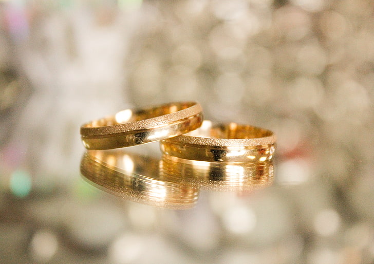 kabur, close-up, emas, perhiasan, kehidupan, berharga, refleksi, cincin, bersinar, masih, pernikahan, Wallpaper HD