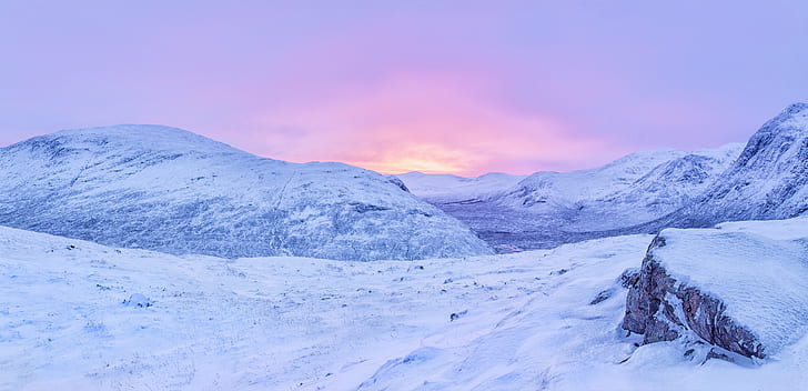 日の出背景、ゲール族の祝福、白い氷河、背景、スコットランド、グレンコー、風景、山の救助隊、救助の夜明け、日の出、雪、山、冬、自然、山のピーク、屋外、氷、空、風景、白い氷河山、寒い-気温、青、丘、 HDデスクトップの壁紙