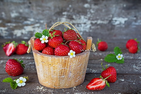 Essen, Obst, Stillleben, Erdbeeren, Wasserzeichen, HD-Hintergrundbild HD wallpaper