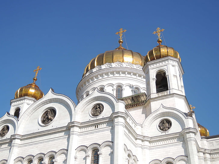 katedral, kuil kristen, ortodoks, kuil ortodoks, candi, katedral kristus penyelamat, pusat moscow, Wallpaper HD
