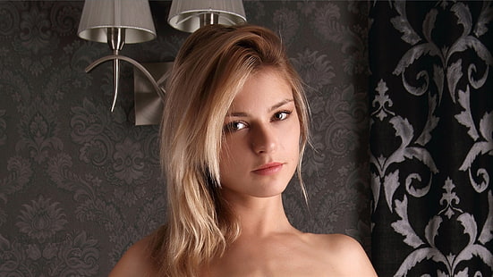 Schönes blondes Mädchen, Innenraum, schön, blond, Mädchen, Innenraum, HD-Hintergrundbild HD wallpaper