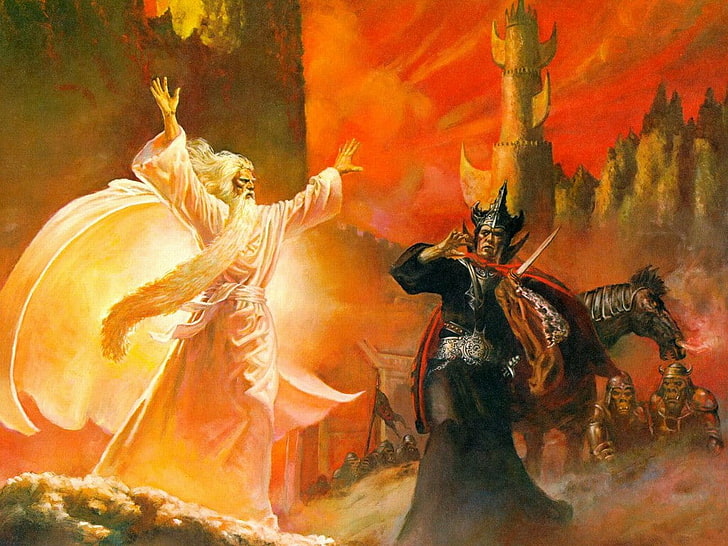 sztuka fantasy, Władca Pierścieni, Gandalf, orkowie, Mordor, Tapety HD