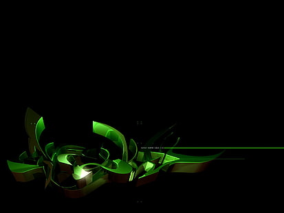 зелени и черни абстрактни тапети, Художествени, Графити, HD тапет HD wallpaper
