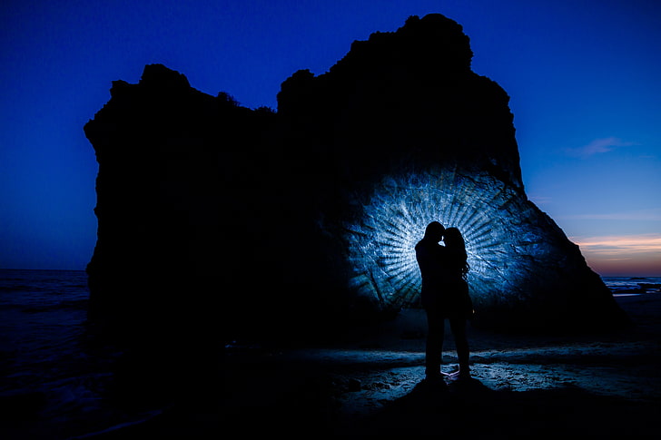 ภาพเงาของคู่รักภาพเงาคู่ความรักร็อคเกาะ, วอลล์เปเปอร์ HD