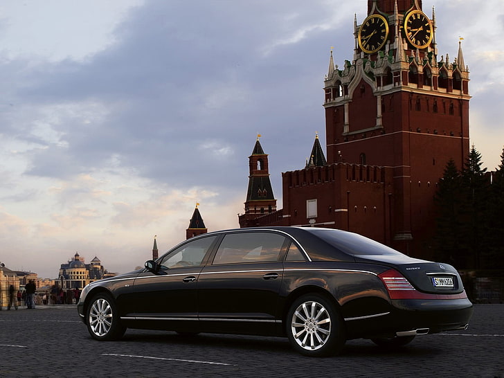 black sedan, Moscow, the Kremlin, Maybach 62, HD wallpaper