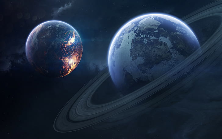 4k, Saturno, planeta, HD papel de parede