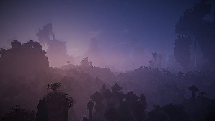 شجرة صورة ظلية خلفية الرسم ، ألعاب الفيديو ، Minecraft، خلفية HD