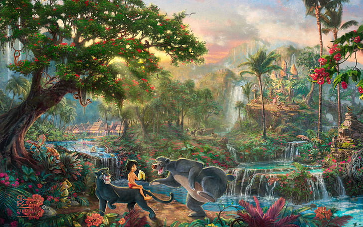 Jungle Book Jungle Drawing Disney HD, dijital / sanat, çizim, orman, disney, kitap, HD masaüstü duvar kağıdı