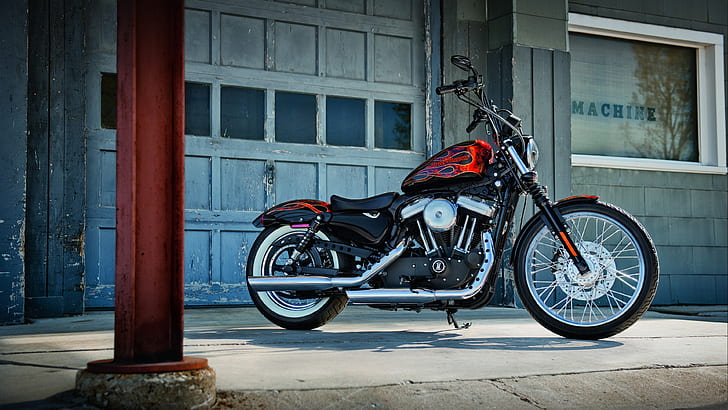 Harley Davidson Sporster XL 1200 ، دراجة بخارية سوداء وحمراء، خلفية HD