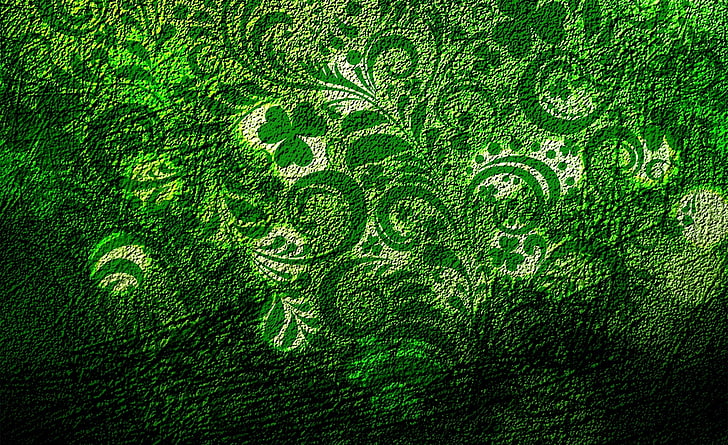 St. Patricks Day, green floral textile, Holidays, Saint Patrick's Day, Green, Happy, Lucky, Luck, Grunge, patrick's day, 2015, HD wallpaper