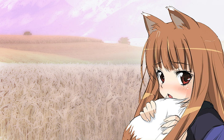 Holo, Spice and Wolf, chicas lobo, chicas anime, Okamimimi, Fondo de pantalla HD