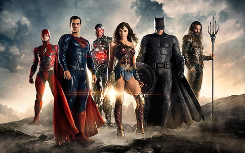 Karakter Justice League, film, Flash, Superman, Wonder Woman, Batman, Justice League, orang-orang, selebriti, Gal Gadot, Aquaman, Cyborg (DC Comics), Wallpaper HD HD wallpaper