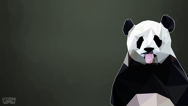 Панда цифровые обои, панда, поли, животные, низкополигональная, HD обои