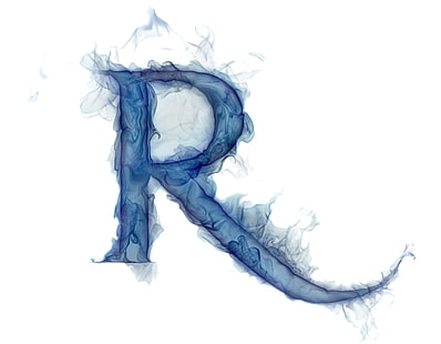 ตัวอักษร R สีน้ำเงินภาพตัดปะควันแก๊สจดหมาย Litera, วอลล์เปเปอร์ HD HD wallpaper