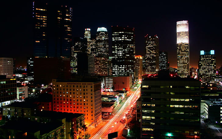 로스 앤젤레스, 캘리포니아, 야간 도시 사진, 세계, 1920x1200, 캘리포니아, 로스 앤젤레스, HD 배경 화면