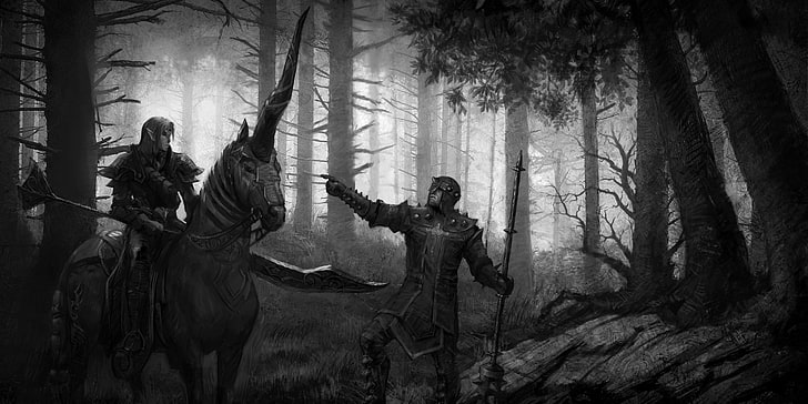 illustrazione del cavaliere, elfo, unicorno, Discepoli 3: Rinascimento, l'Inquisitore, Sfondo HD