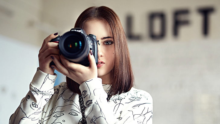 kamera, wanita, model, Wallpaper HD
