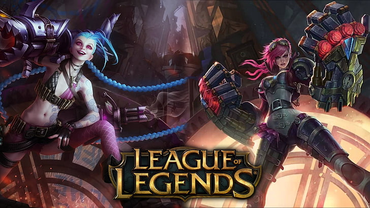 League of Legends digital tapeter, Vi (League of Legends), Jinx (League of Legends), League of Legends, HD tapet