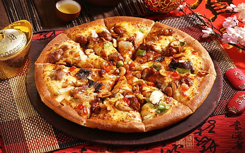 Pizzapfanne, Pizza, Gebäck, appetitlich, HD-Hintergrundbild HD wallpaper