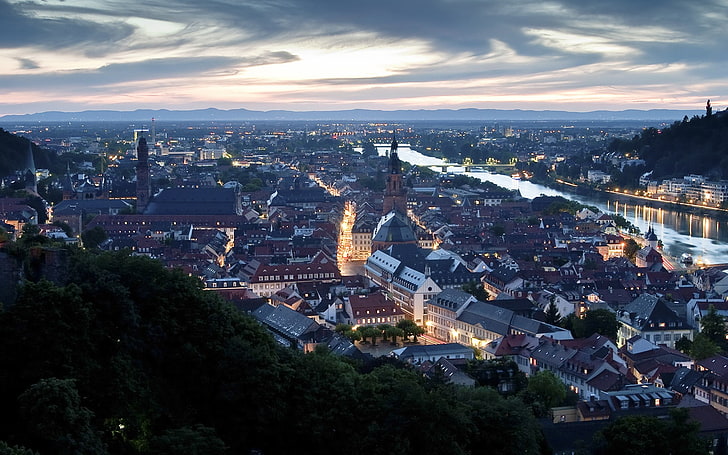 都市の景観、ドイツ、ハイデルベルク、 HDデスクトップの壁紙