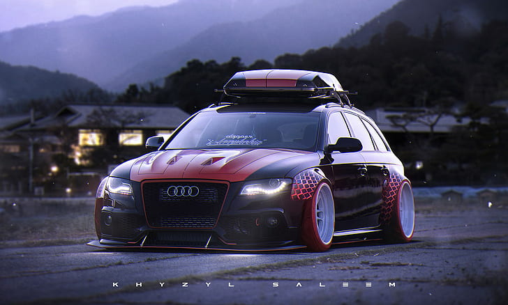 tuning, voiture, Audi RS4 Avant, Khyzyl Saleem, artwork, Fond d'écran HD