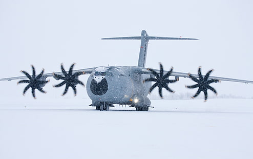 Airbus A400M Atlas, biały samolot transportowy C-130, samoloty, samoloty, samoloty, śnieg, Tapety HD HD wallpaper