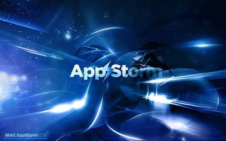 Tormenta de aplicaciones, Apple, Mac, Azul, Oscuro, Fondo de pantalla HD