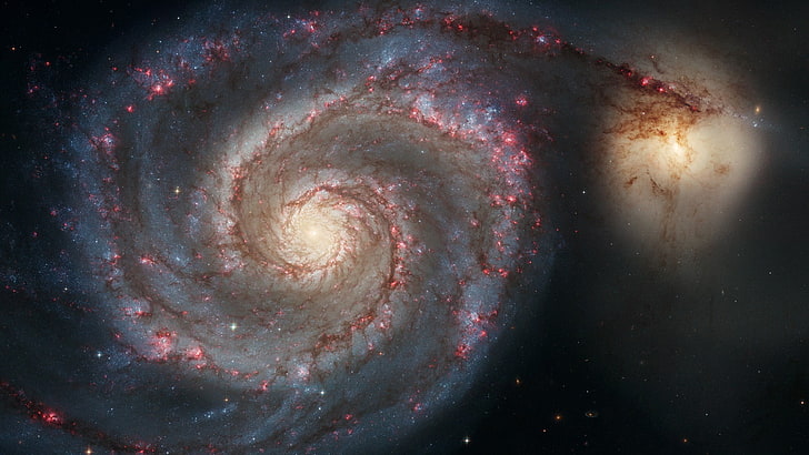 우주 별 나선 은하 NASA 하늘 과학 지저분한 51 소용돌이, HD 배경 화면