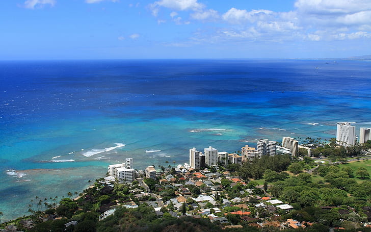 Honolulu Hawaii Landscape, landscape, sea, blue sky, HD wallpaper