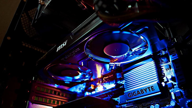หอคอมพิวเตอร์ MSI สีดำคอมพิวเตอร์ Gigabyte MSI GPU เทคโนโลยีกราฟิกการ์ดเกม PC, วอลล์เปเปอร์ HD