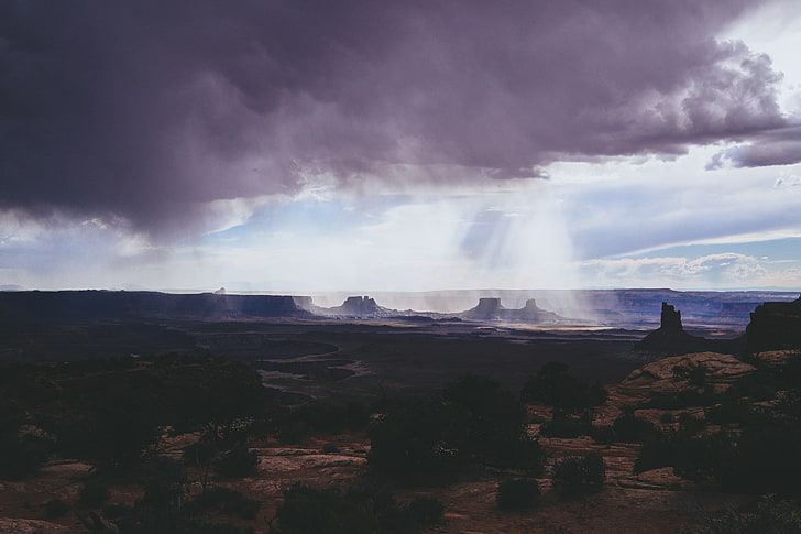 бели облаци, каньонландс, САЩ, национален парк, HD тапет