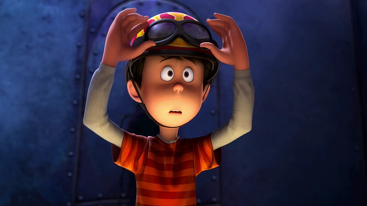anak laki-laki mengenakan helm seni digital, film, film animasi, Wallpaper HD